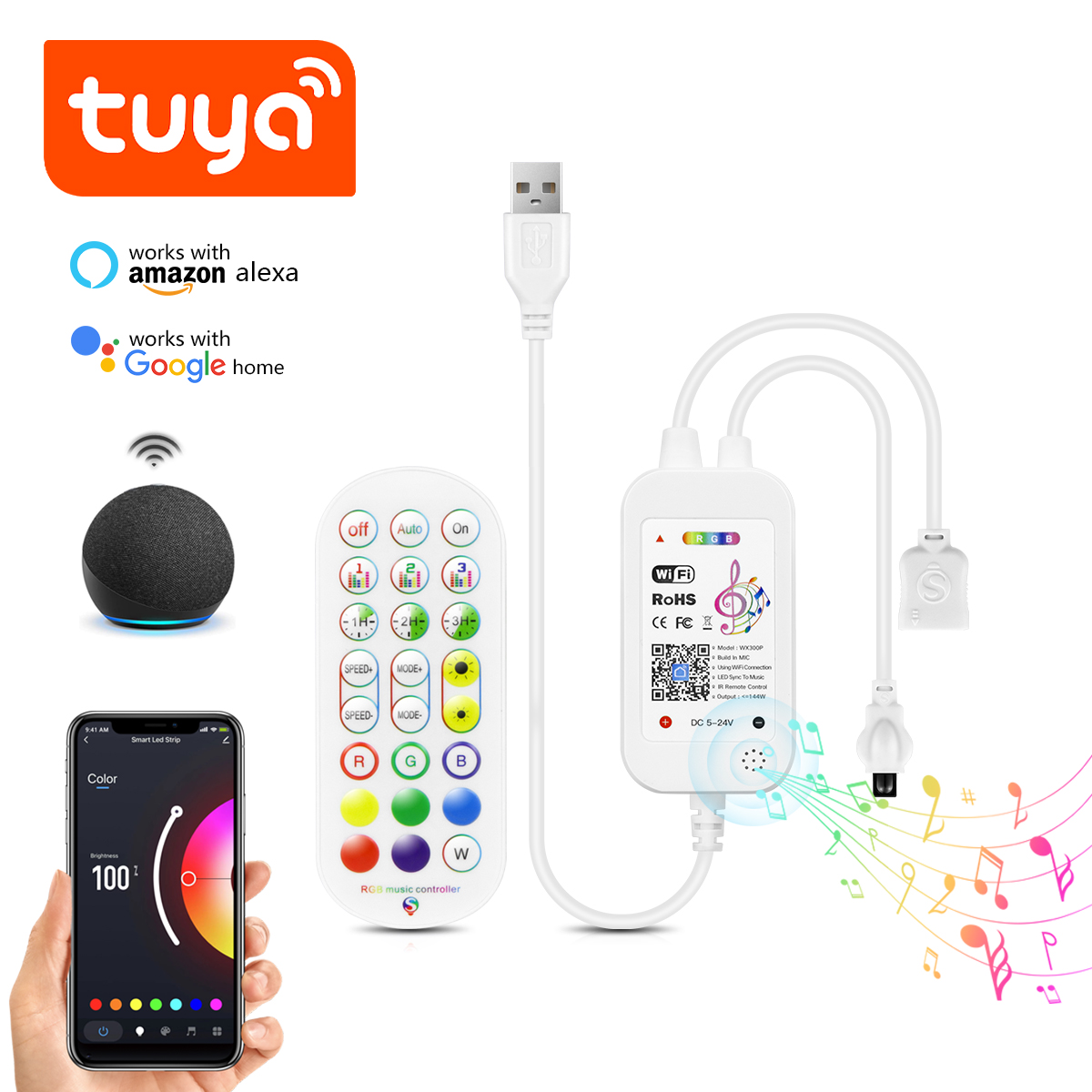 Smart Garden Light Controller - DC5V Tuya ตัวควบคุม RGB LED WIFI