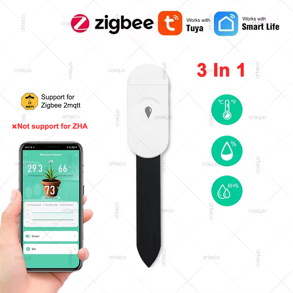 Smart Garden Sensors - Tuya Zigbee อุณหภูมิความชื้นเครื่องตรวจจับความชื้นสมาร์ทเครื่องทดสอบดิน Moisture Sensor โทรศัพท์