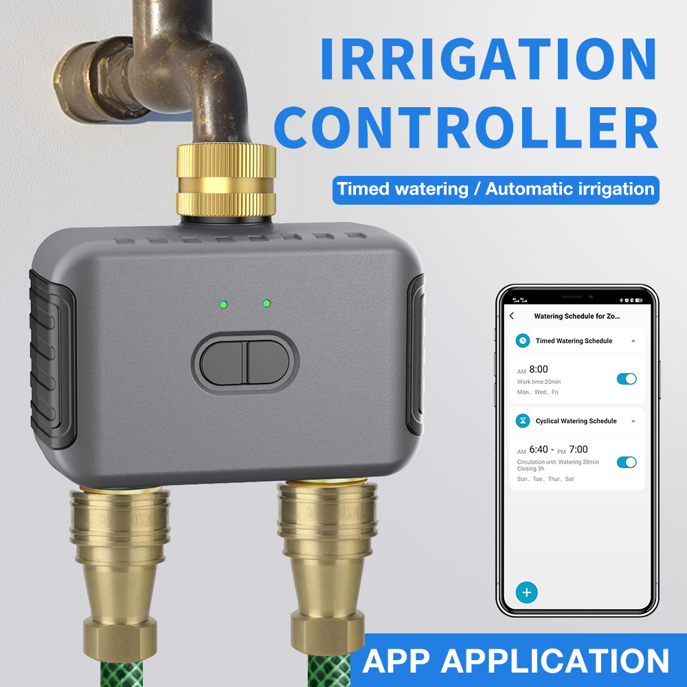 Smart Garden Sensors - Tuya 2 โซนรดน้ําจับเวลาสวนชลประทานอัตโนมัติ Controller ระบบรดน้ําหยด Sprinkler